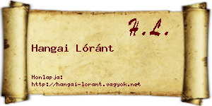 Hangai Lóránt névjegykártya